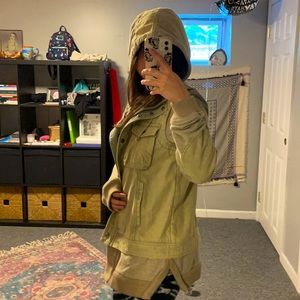 Free People Layered Hoodie Utility Jacket
